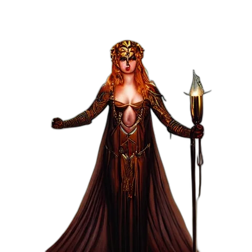 staff, jewelry, dress, fantasy art, concept art, pixel art, comic book art, fire transparent PNG cut-out