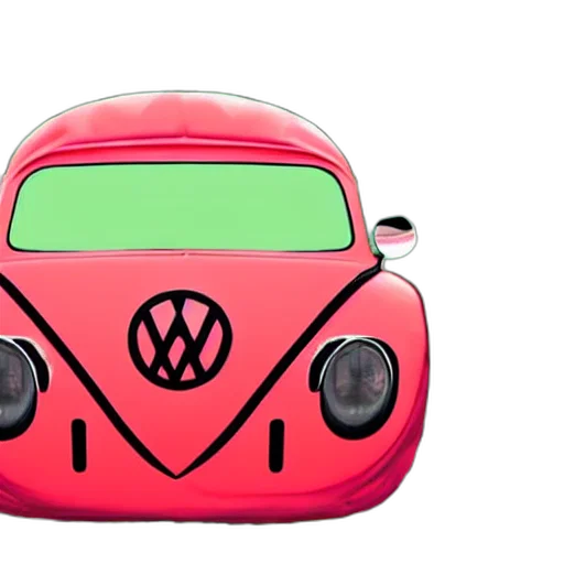 car, 3d render, concept art, photorealistic, volkswagen, beetle, watermelon, trampoline transparent PNG cut-out