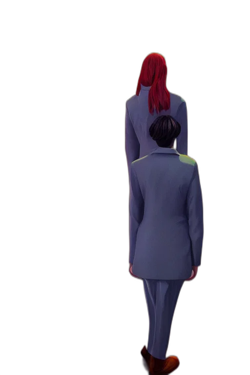 dress, staff, jacket, hair, concept art, 3d render, anime, cartoon transparent PNG cut-out