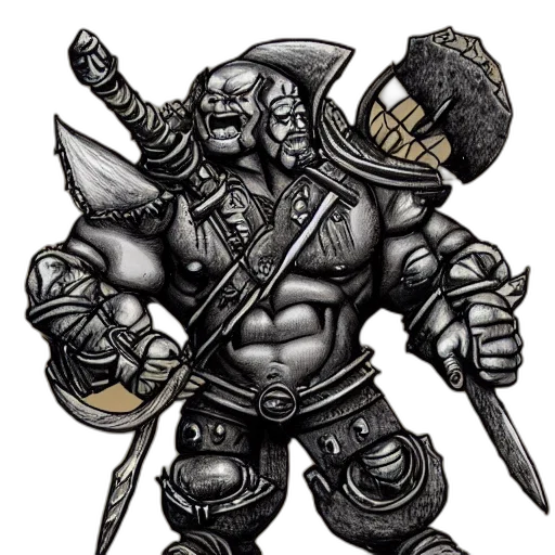 sword, staff, fantasy art, concept art, comic book art, photorealistic, ogre, irongut transparent PNG cut-out