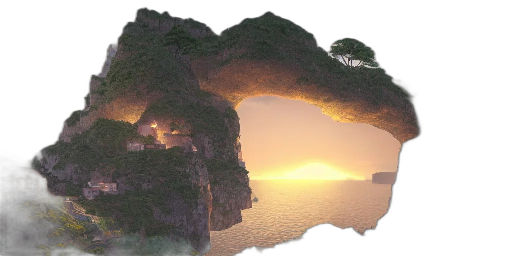 dragon, hair, sword, tree, 3d render, photorealistic, concept art, vaporwave transparent PNG cut-out