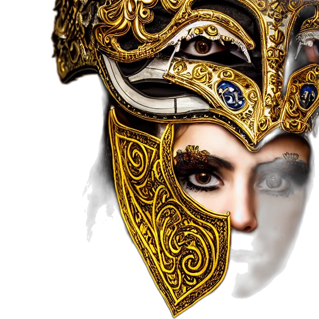 mask, crown, face, hat, fantasy art, photorealistic, concept art, 3d render transparent PNG cut-out
