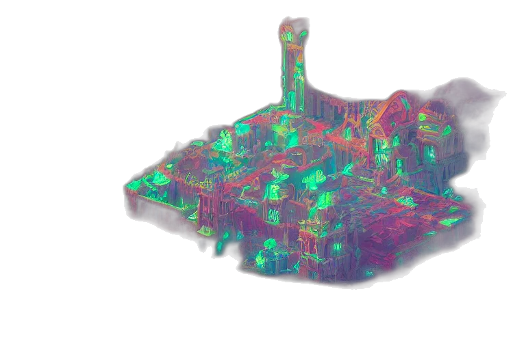 crown, robot, 3d render, vaporwave transparent PNG cut-out