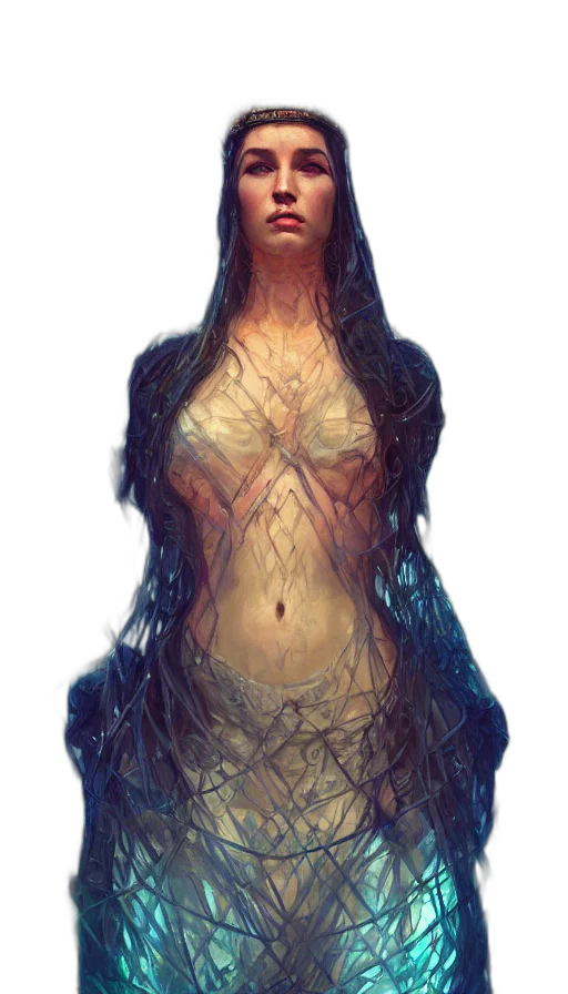 dress, creature, hair, crown transparent PNG cut-out