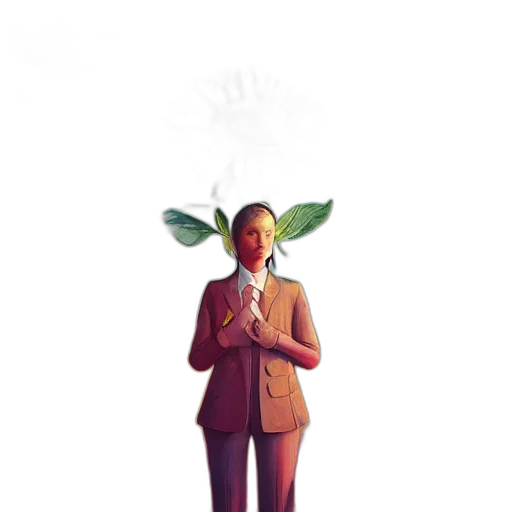 staff, jacket, concept art, pixel art, giant, daisy, flower, head transparent PNG cut-out