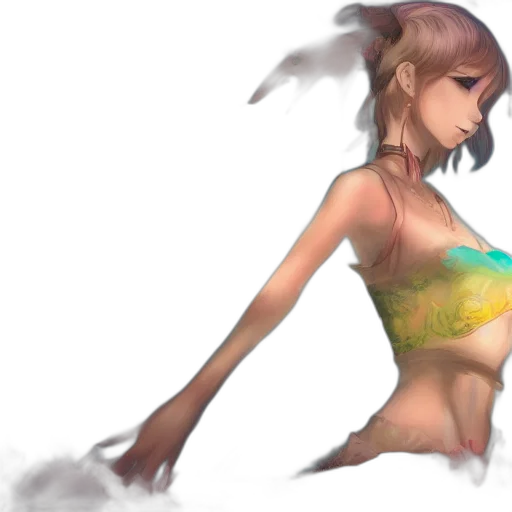 dress, concept art, fantasy art, photorealistic, watercolor, beach, underwater, fog transparent PNG cut-out