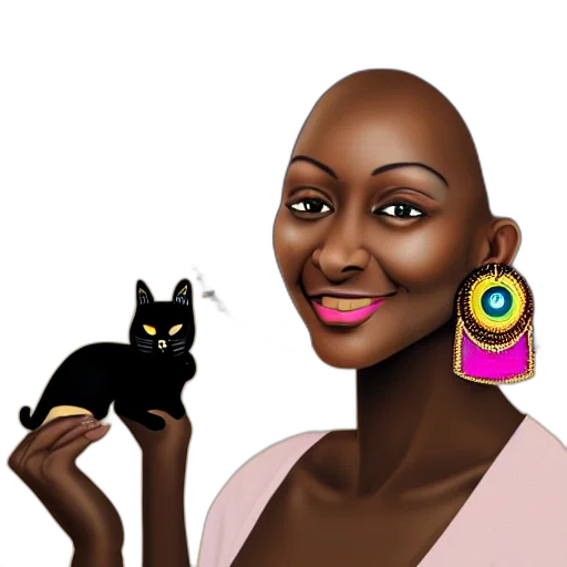jewelry, cartoon, photorealistic, concept art, pixel art, adult, black, woman transparent PNG cut-out