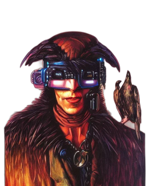 mask, robot, face, staff, cyberpunk, concept art, comic book art, fantasy art transparent PNG cut-out