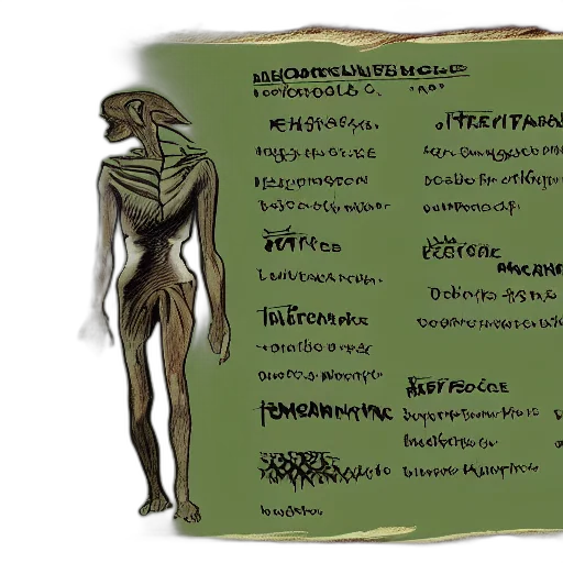 concept art, earth tones, green, illustrated, recipe, homunculus, who, has transparent PNG cut-out