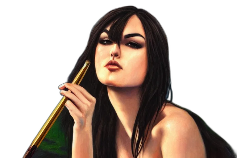 fantasy art, photorealistic, concept art, oil painting, earth tones, green, golden, sasha transparent PNG cut-out