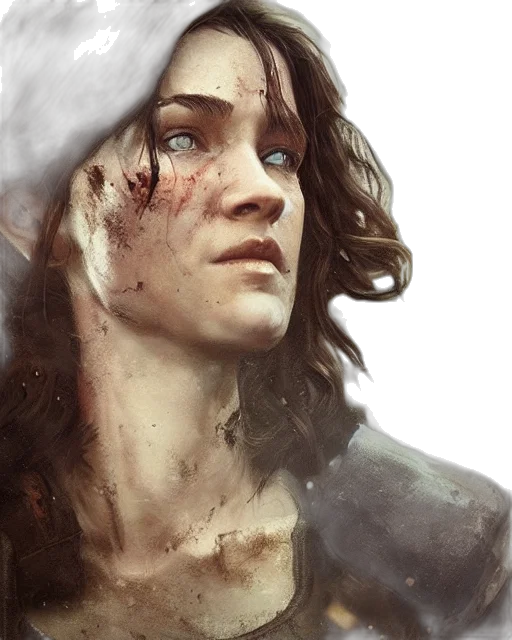 face, photorealistic, concept art, fantasy art, comic book art, fallout, charismatic, brunette transparent PNG cut-out