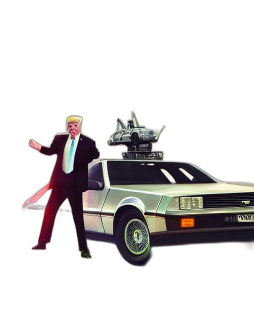 car, robot, concept art, vaporwave transparent PNG cut-out
