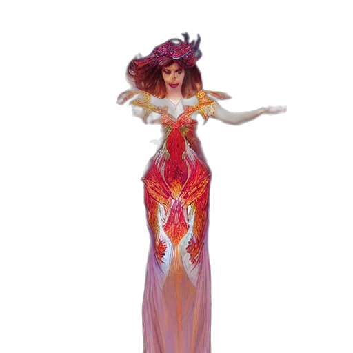 dress, concept art, fantasy art, 3d render, beautiful, orchid, phoenix, angel transparent PNG cut-out