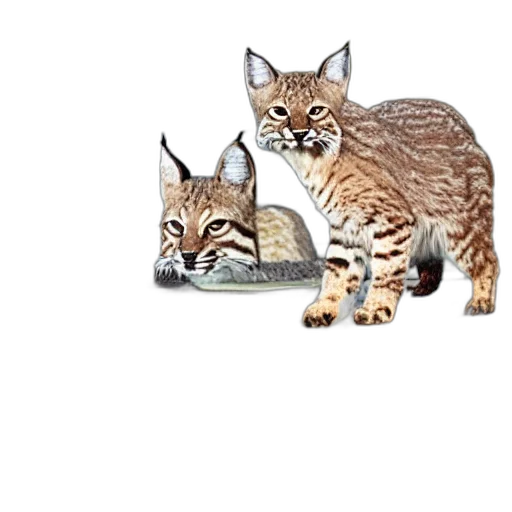 animal, creature, concept art, pixel art, photorealistic, 3d render, bobcat, rowboat transparent PNG cut-out