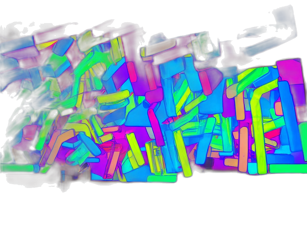 jacket, weapon, furniture, vaporwave, 3d render, photorealistic, fantasy art, neon lights transparent PNG cut-out
