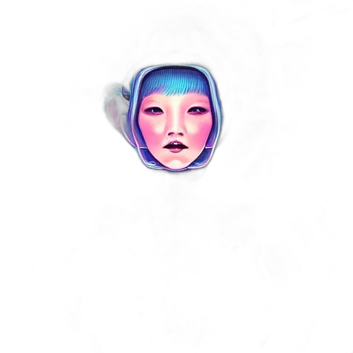 face, mask, robot, jewelry, vaporwave, concept art, 3d render, photorealistic transparent PNG cut-out