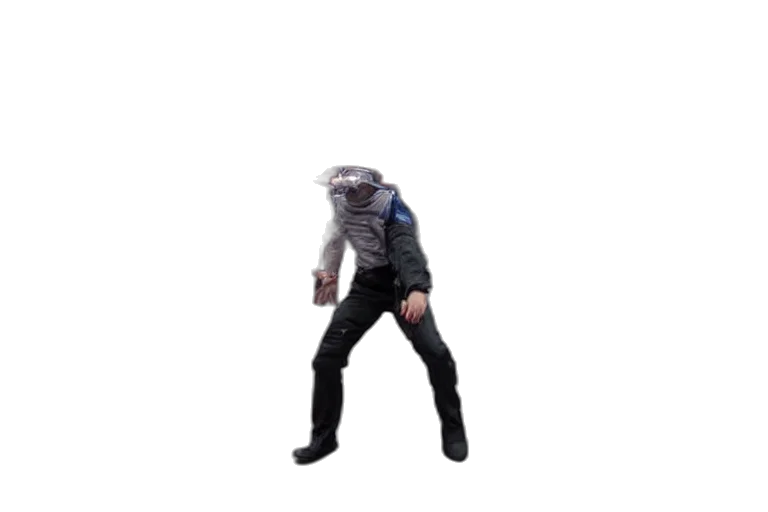 jacket, mask, creature, robot, concept art, 3d render, pixel art, cyberpunk transparent PNG cut-out
