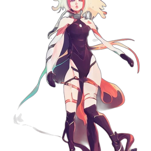dress, staff, robot, weapon, concept art, anime, fantasy art, cyberpunk transparent PNG cut-out