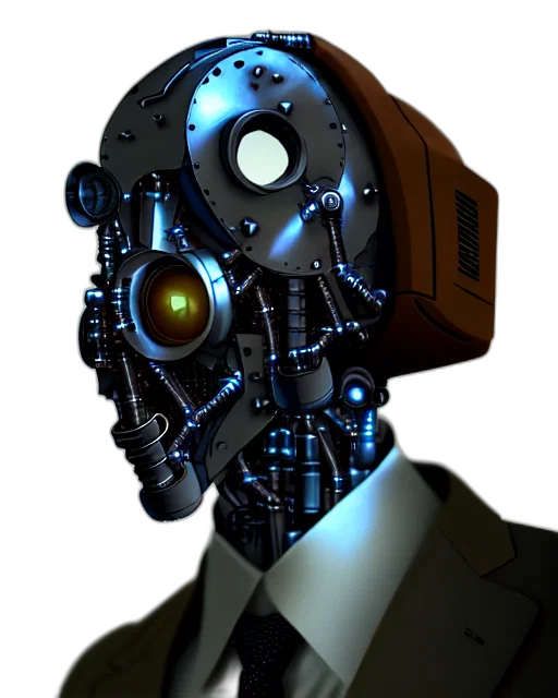 robot, mask, face, staff, cyberpunk, concept art, 3d render, pixel art transparent PNG cut-out