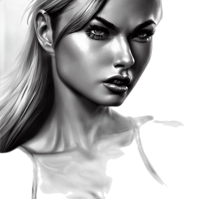 face, photorealistic, fantasy art, comic book art, concept art, neon lights, monochrome, dark transparent PNG cut-out