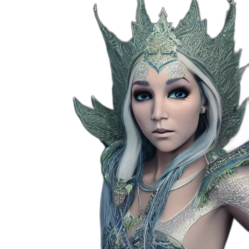 fantasy art, 3d render, concept art, photorealistic, elven, princess, ornate, intricate transparent PNG cut-out