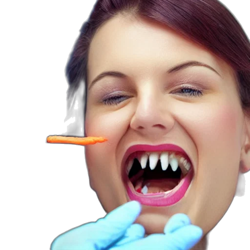 face, staff, photorealistic, 3d render, concept art, dentist, putting, carrot transparent PNG cut-out