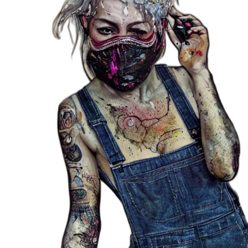mask, face, creature, dress, cyberpunk, photorealistic, concept art, comic book art transparent PNG cut-out