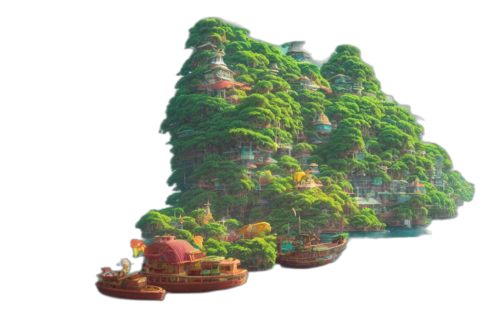 tree, crown, concept art, 3d render transparent PNG cut-out