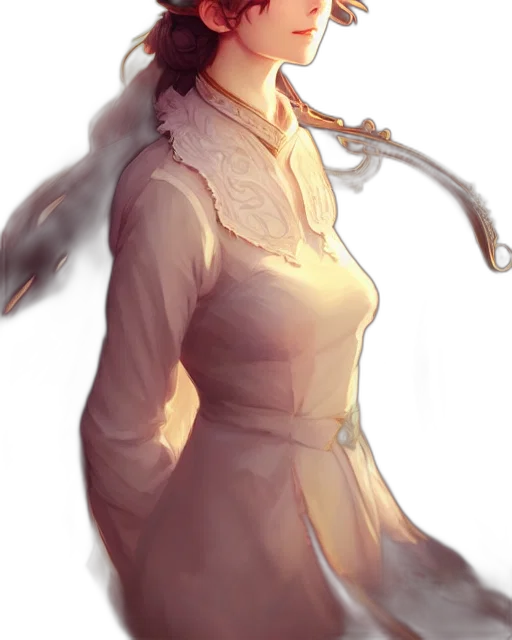 staff, dress, face, jacket, concept art, fantasy art, anime, watercolor transparent PNG cut-out