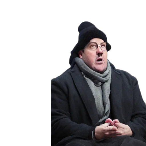 hat, jacket, face, staff transparent PNG cut-out
