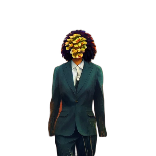 mask, jacket, face, staff, concept art, pixel art, 3d render, vaporwave transparent PNG cut-out
