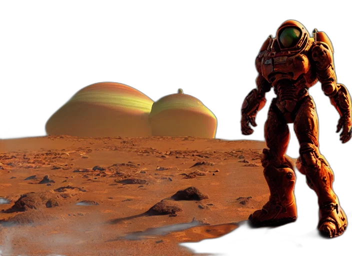 robot, concept art, 3d render, outer space transparent PNG cut-out