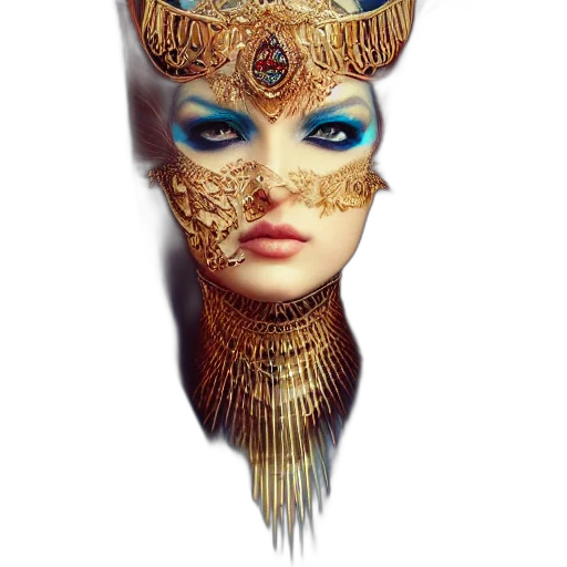 mask, jewelry, crown, face, fantasy art, concept art, photorealistic, comic book art transparent PNG cut-out