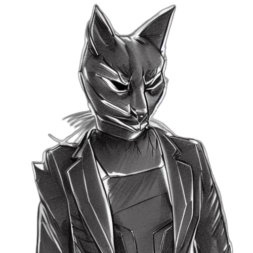 mask, jacket, animal, comic book art, concept art, cartoon, pixel art, monochrome transparent PNG cut-out