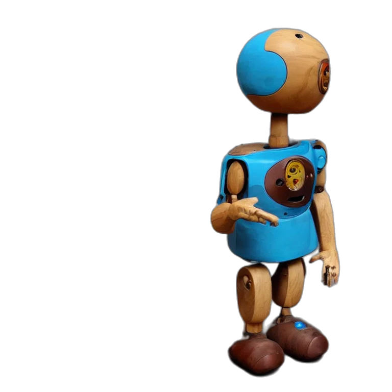 robot, staff, 3d render, concept art, pixel art, cartoon, realistic, wooden transparent PNG cut-out