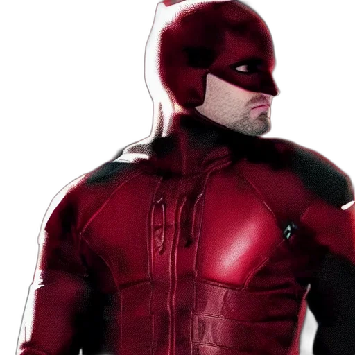 comic book art, 3d render, concept art, photorealistic, red, matt, reeves, daredevil transparent PNG cut-out