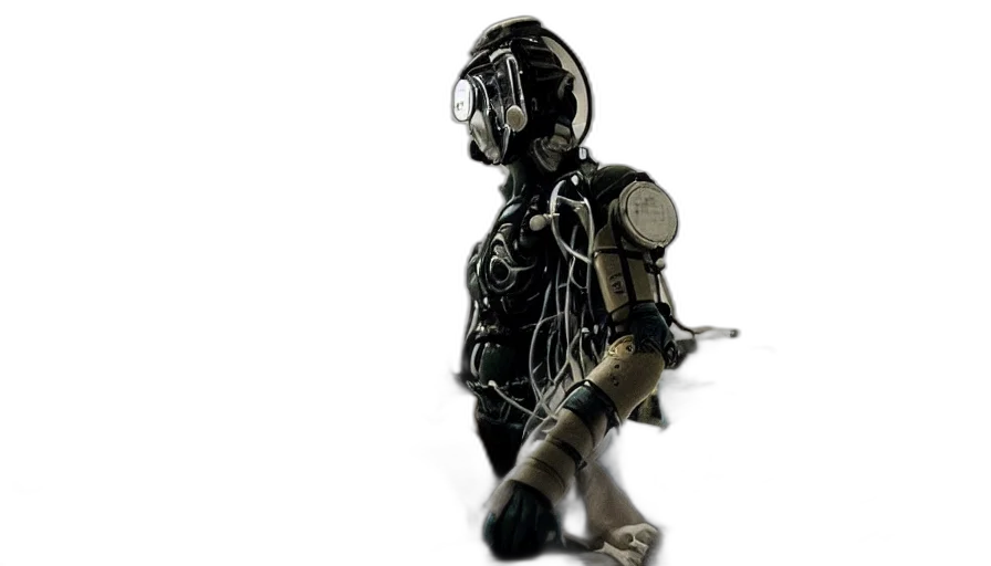 robot, jacket, jewelry, creature, 3d render, concept art, cyberpunk, comic book art transparent PNG cut-out