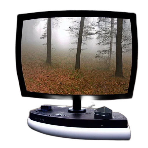 robot, 3d render, concept art, fog, forest, oldschool, middle, foggy transparent PNG cut-out