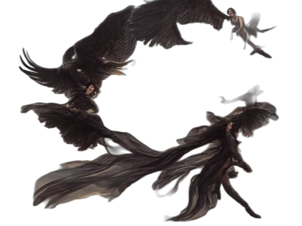 hair, dragon, staff, weapon, concept art, fantasy art, 3d render, dark transparent PNG cut-out