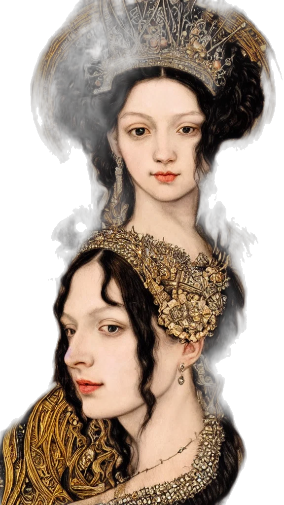 crown, jewelry, face, fantasy art, photorealistic, oil painting, concept art, fire transparent PNG cut-out