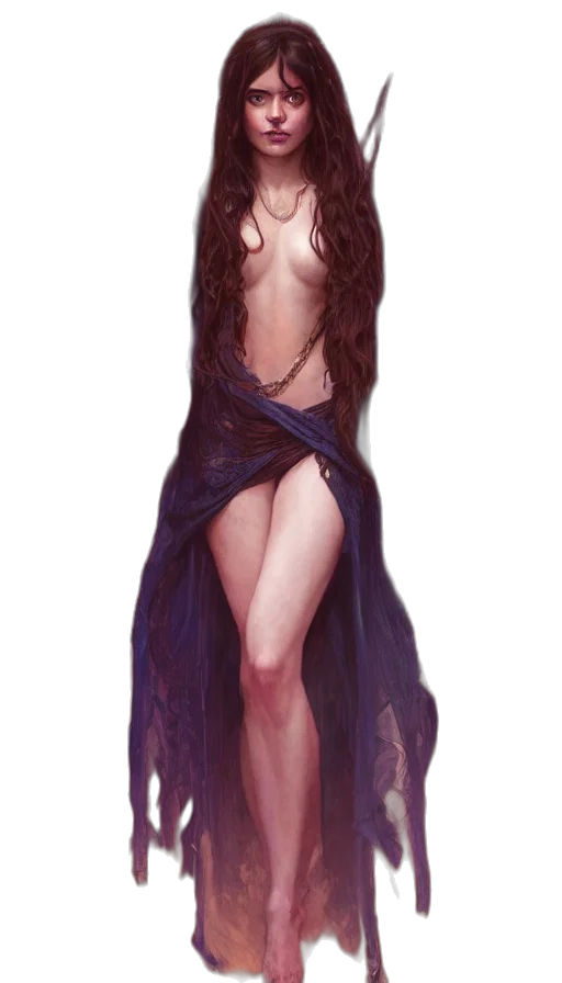 dress, creature, hair, fantasy art transparent PNG cut-out