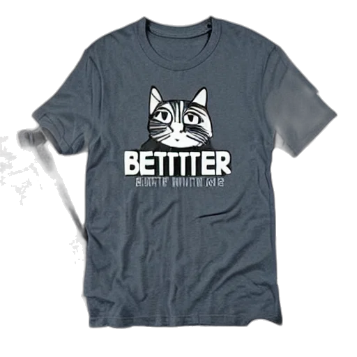 3d render, bandshirt, says, word, bitbetter, worn, cat transparent PNG cut-out