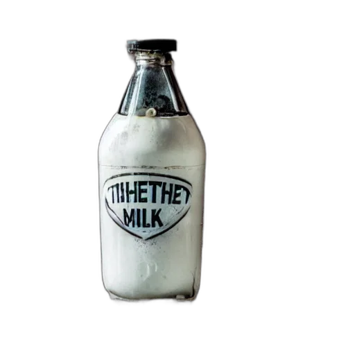 bottle, food, photorealistic, 3d render, milk, over, rusted, metal transparent PNG cut-out