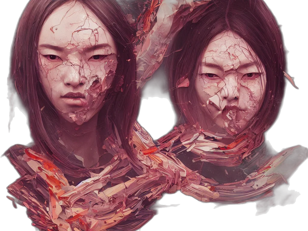 face, mask, creature, concept art, photorealistic, cyberpunk, fantasy art, underwater transparent PNG cut-out