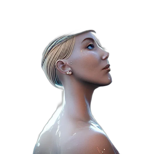 jewelry, face, crown, robot, 3d render, photorealistic, concept art, cyberpunk transparent PNG cut-out