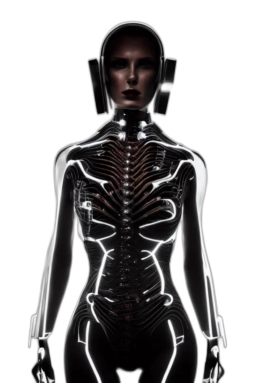 robot, dress, jewelry, cyberpunk, 3d render, concept art, comic book art, dark transparent PNG cut-out