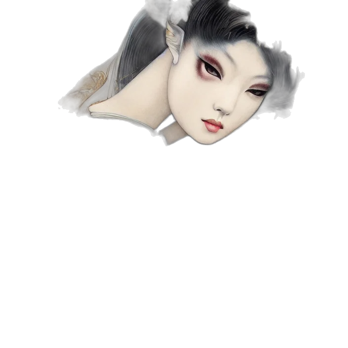 mask, face, creature, jewelry, fantasy art, photorealistic, concept art, 3d render transparent PNG cut-out