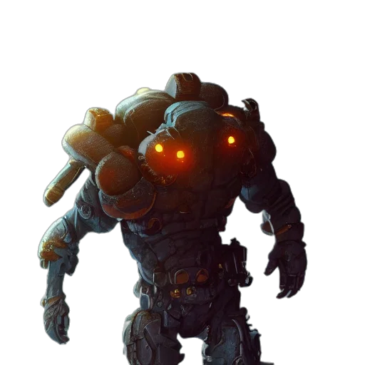 robot, staff, creature, weapon, concept art, pixel art, fantasy art, comic book art transparent PNG cut-out