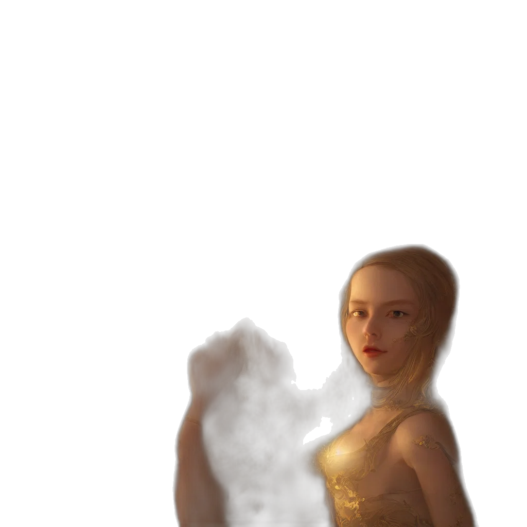 dress, robot, face, staff, concept art, fantasy art, 3d render, photorealistic transparent PNG cut-out