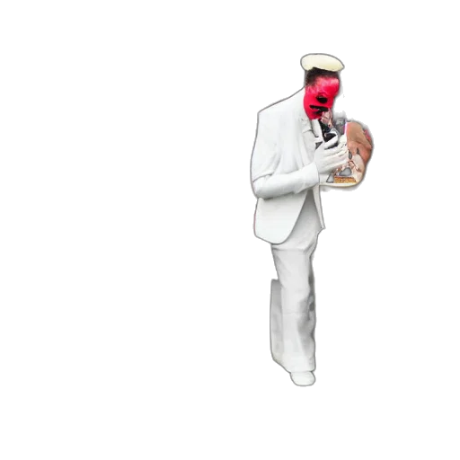 mask, hat, staff, jacket, concept art, pixel art, 3d render, comic transparent PNG cut-out